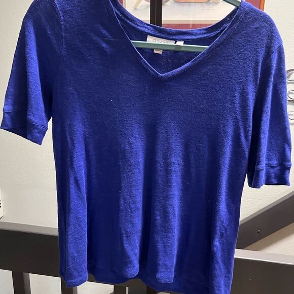 Chico’s Women's Cobalt Blue V-Neck Top #091 - Picture 4 of 4